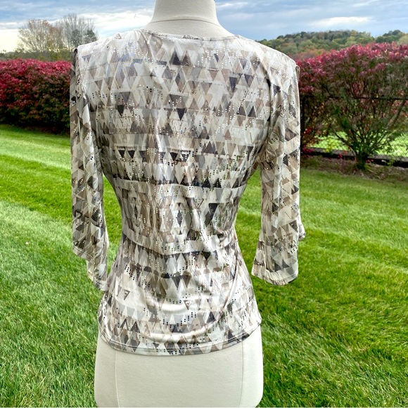 MSK V Neck Foil Knit Faux Wrap top size small - Picture 11 of 16